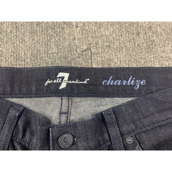 7 FOR ALL MANKIND Charlize Womens Cut Off Denim Shorts Size 31 Blue - Picture 3 of 7